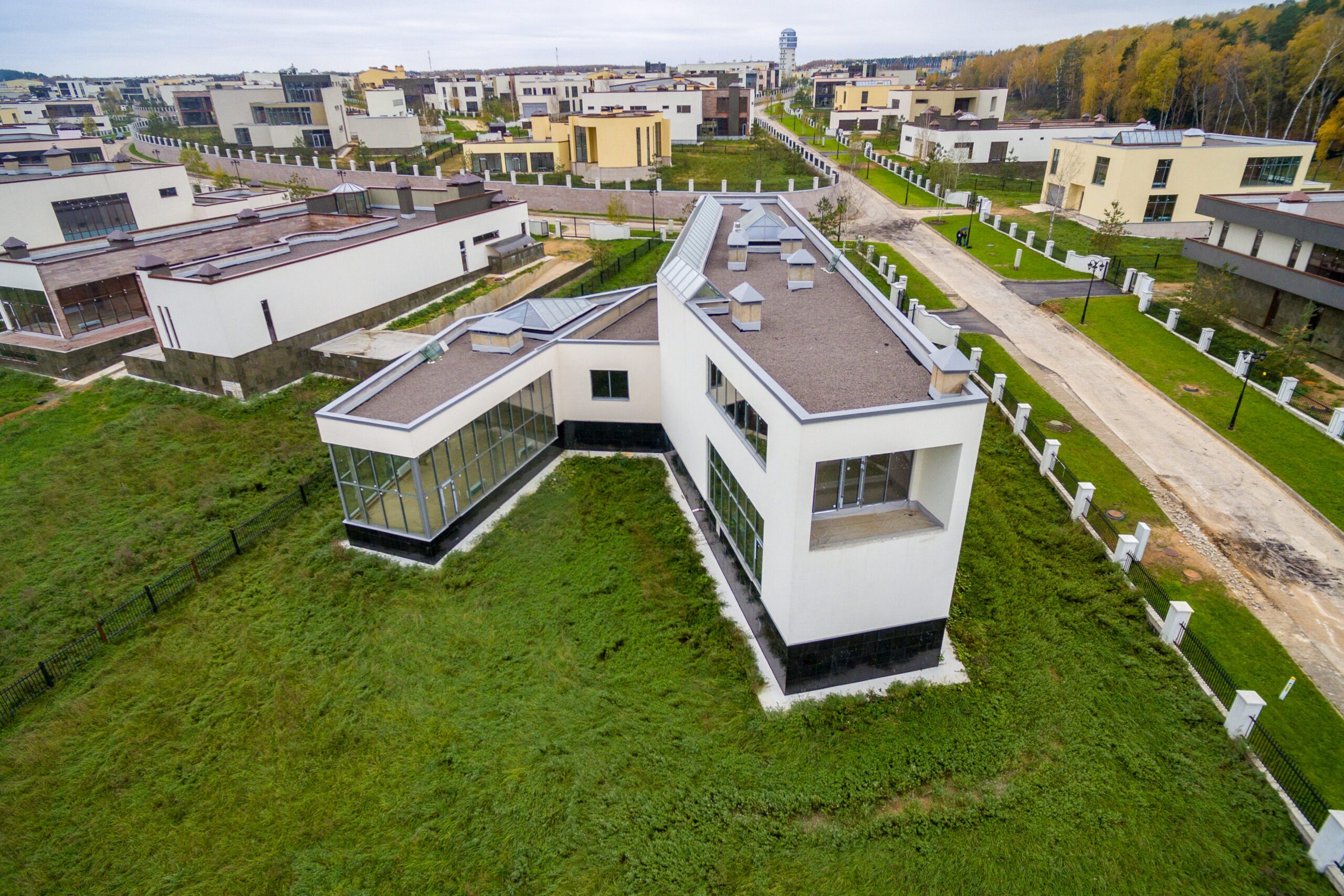 Modern country houses under construction Modern country houses under construction as seen from air